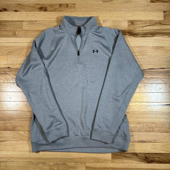 Under Armour Sweatshirt Mens XXL Coldgear 1/4 Zip Pullover Jacket Loose Gray - Picture 1 of 3